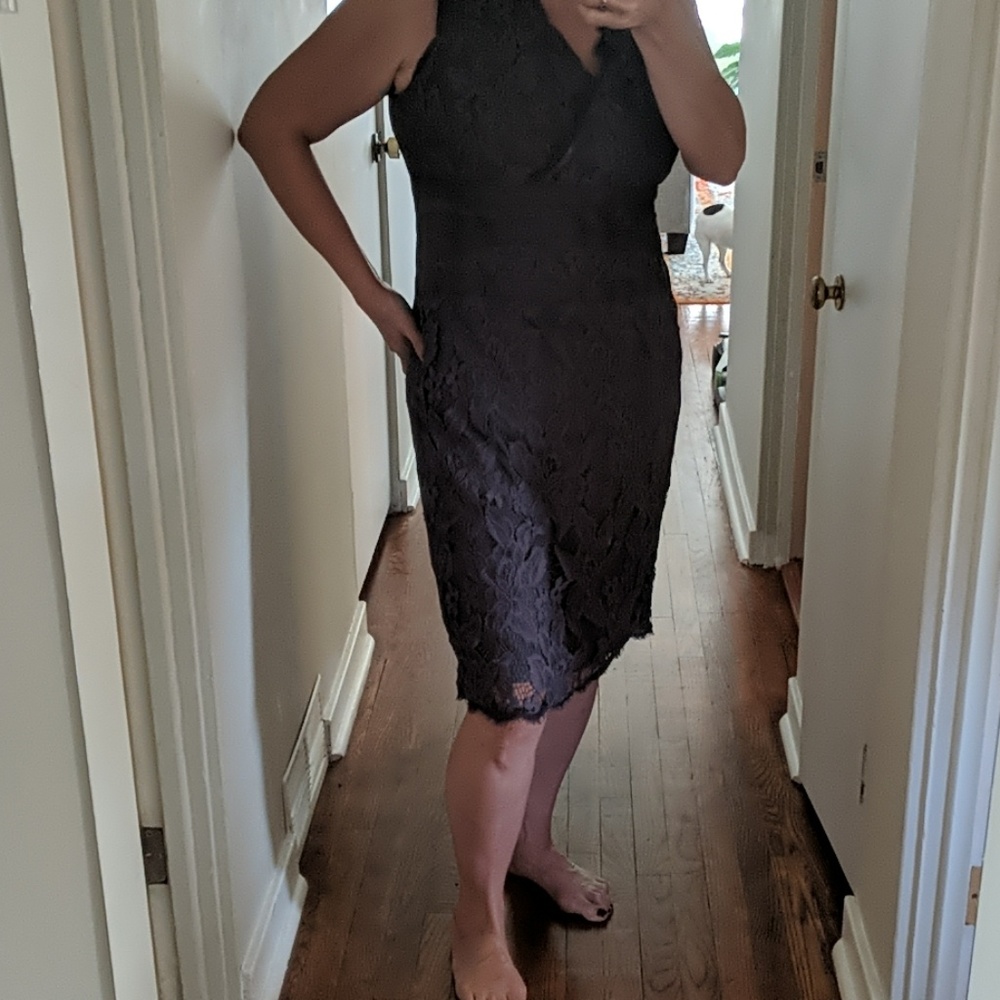 Adrianna Papell Black Lace Sheath Dress